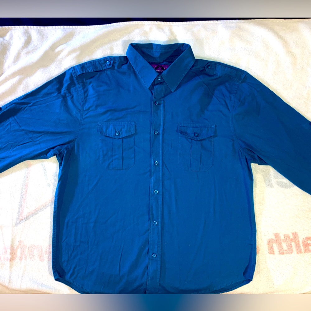 Pre Owned Bruno Long Sleeve Button Down Button Up Casual Shirt, XL, Blue